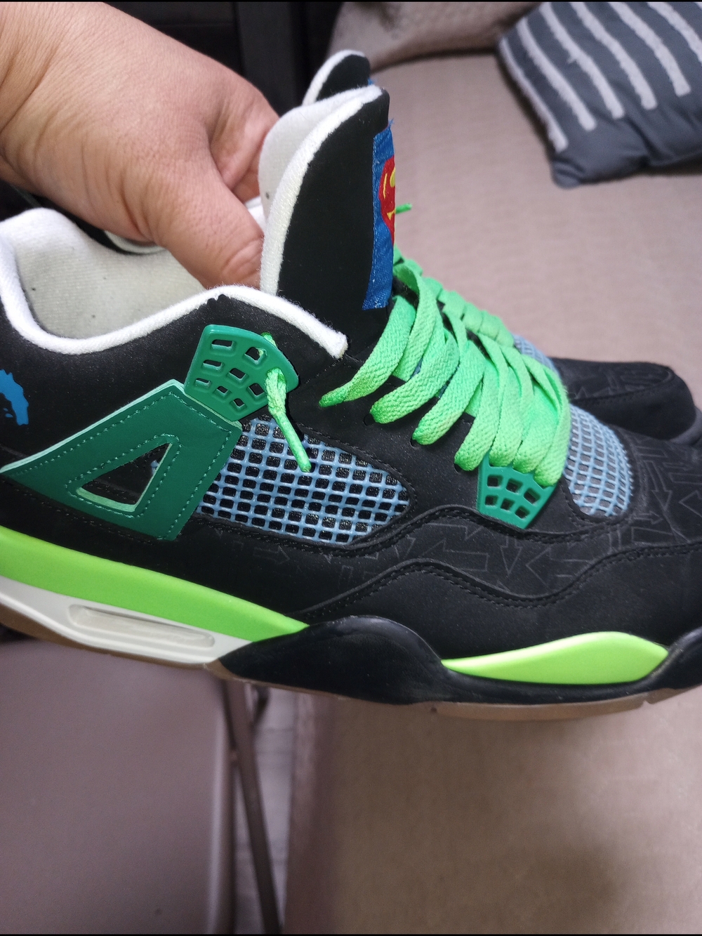 Jordan 4 Dornebacher Superman Only Used In Summer A Few Times. Still Awesome - Picture 3 of 6